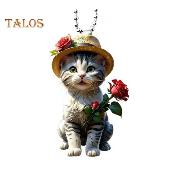 Cat Pendant Car Ornament Hanging Realistic Animal Cat Rearview Mirror Hanging Decor Acrylic Car Charm Party Festival Gift for Car Lovers