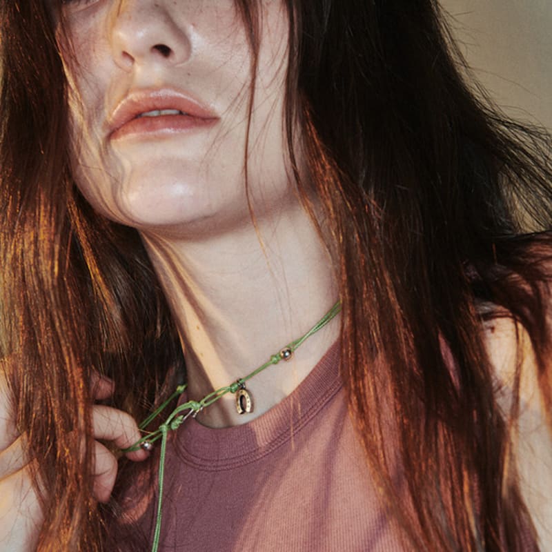 August Harmony Cowgirl String Knot Necklace / Green