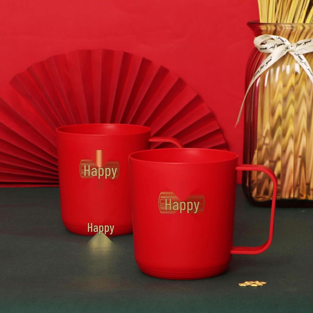 Wedding Toast Rectangular Tray Set: Red Candy and Tea Ceremony Plates for Newlyweds