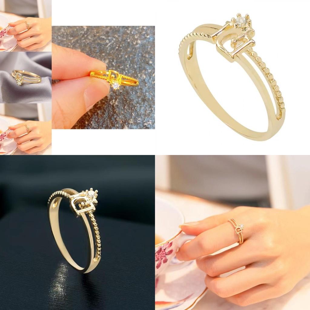 Beautifully Designed Open D-shaped Ring For Women With Brilliant Rhinestone Embellishments