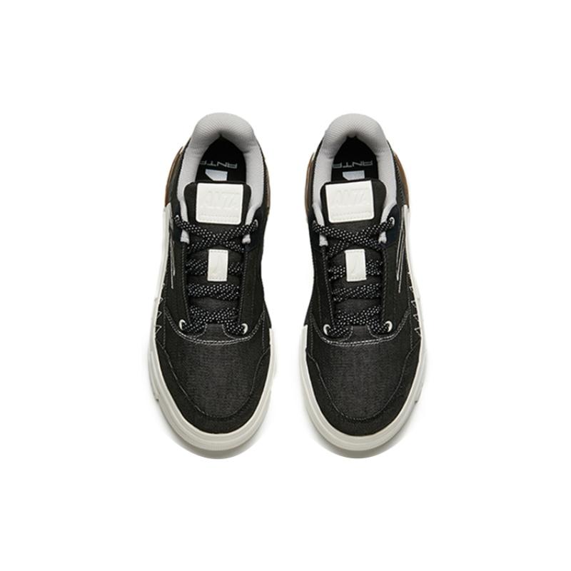 Anta Bump Low-Top Skateboard Shoes Women's Black White Sneakers