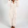 Dames Pluche Romper Herfst Winter Flanellen Pyjama Lange Mouw Rits Hoge Hals Muts Warmhouden Meisjeskleding Nachtkleding Loungewear