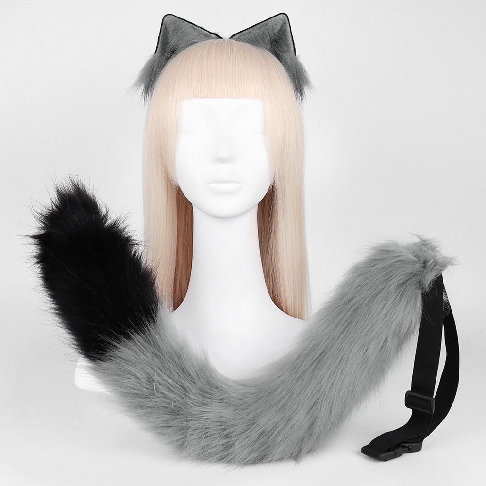 Plush Simulation Cat Ears Cat Tail Cosplay Cat Set Handmade Animal Ears Headband Tail Comic Show Accessories