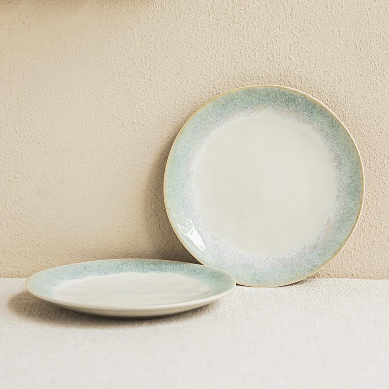 High Value Blue Edge Plate Ceramic Plate Shallow Plate Household Round Plate Tableware Dish Dessert Plate Restaurant Plate
