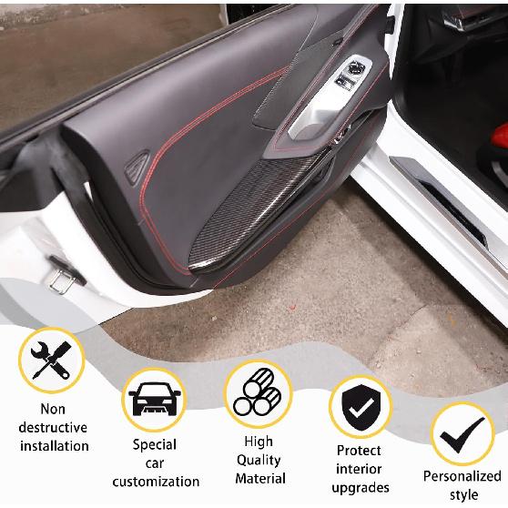 CHEAYAR Interior Door Armrest Panel Trim Cover Compatible with Chevrolet Corvette C8 Stingray 2020-2023, ABS Plastic Inner Side Door Panel Strip