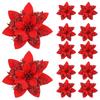 5/10/20Pcs Christmas Flower Ornaments,pink,red,gold,glitter Artifical Flowers for Christmas Tree,xmas Decoration for Home