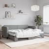 VidaXL Daybed with Trundle and Mattress Light Grey 80x200 Cm Fabric 3196829