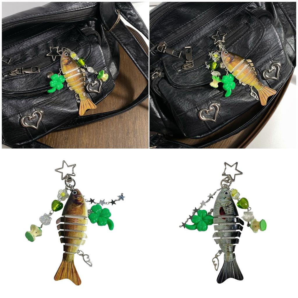 Creative Angler Gift Keychain Detailed Fish Imitation Design Sturdy Resin Key Ring Creative Fishing Key Accessories