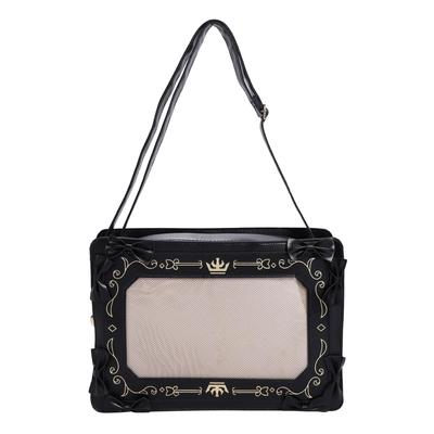 Harujio Ita Schulter Oshikatsu Ita Schultertasche mit Beliebte Tasche, Tasche, Gothic, Erwachsene, Tasche, Tasche, Tasche, Handtasche, Schwarz/Weiß, Lederoptik Schleife,