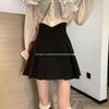 Black High Waist Fishtail A-Line Pleated Skirt for Women - Hip-Hugging Petite Design for Autumn/Winter