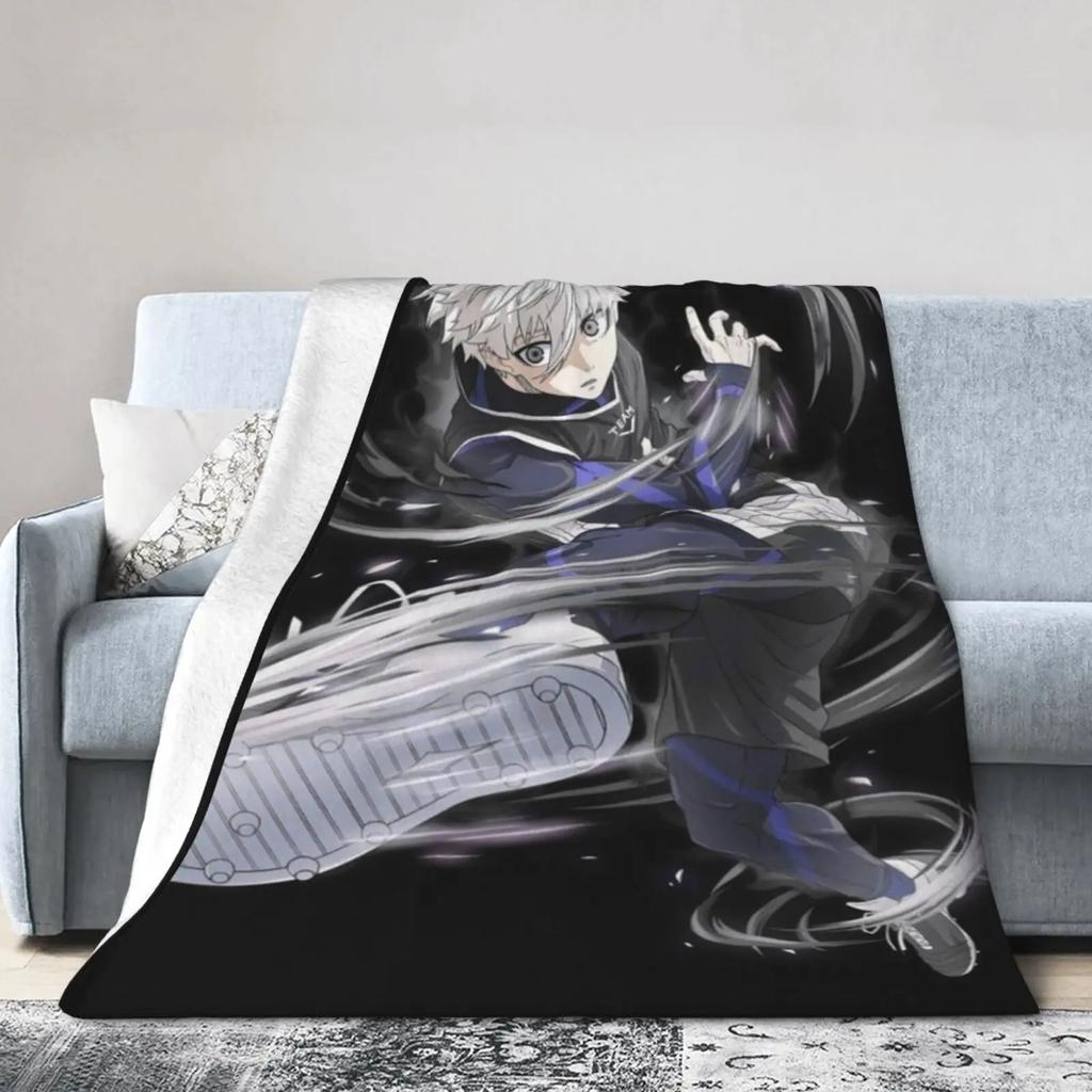 Blaue Anime-Schloss Flanelldecke für Couch Sofa Bett, Heimdekoration, Coole Zeichentrickfigur Leichte Warme Decke für Wohnzimmer