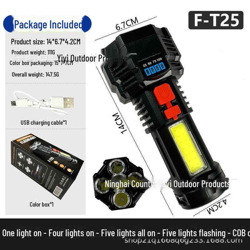 "Rechargeable Mini LED Flashlight with Strong Beam, Portable Side Light for Outdoor and Home Use"