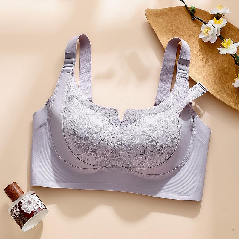 

Large breasts show small adjustment type, gather, pull up, support, double breasts, anti-sagging, no steel ring, no trace, fixed cup bra 3xl42/95bc through cup