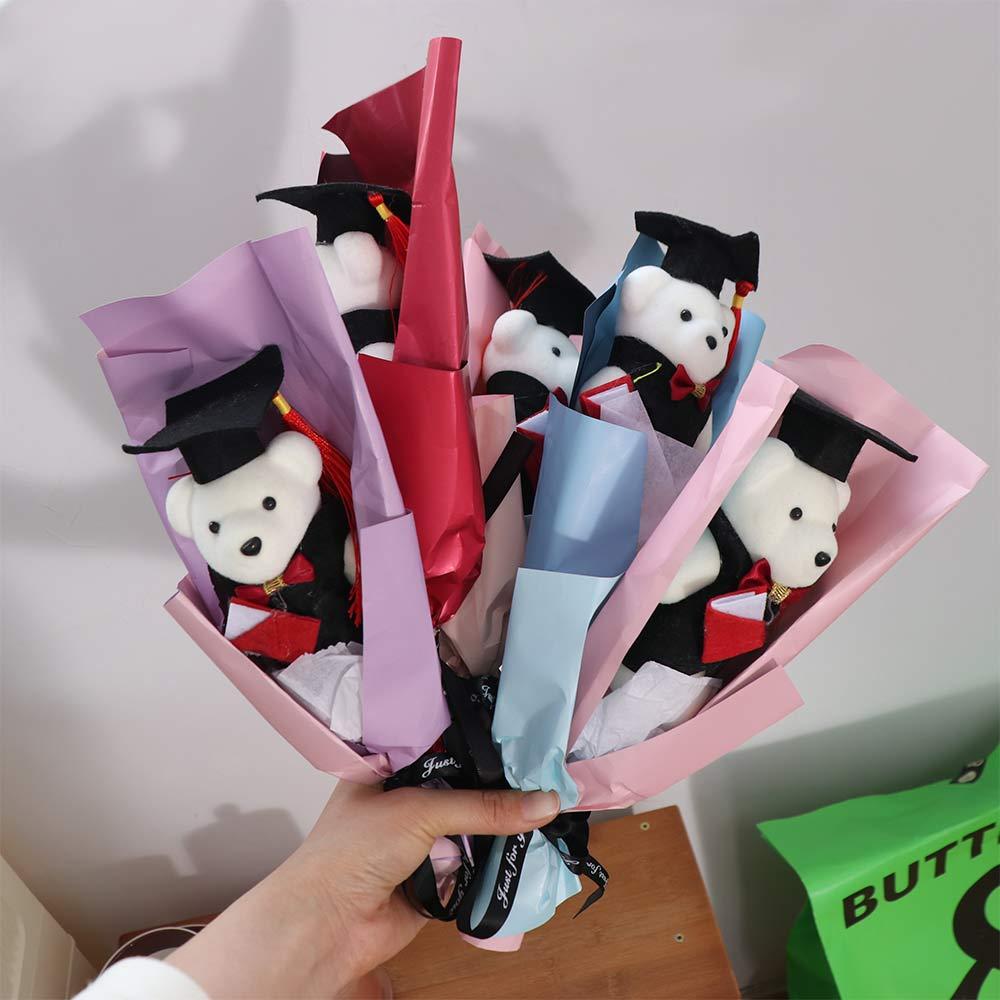 Chic Bear Plush Bouquet Cartoon Graduation Gift Creative Doctoral Bear Toy  Graduation Season