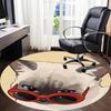 1PC Cat Sunglasses Office Round Area Rug,  Mat Suitable ForOffice, Under Office Chairs Bedroom Living Room Home Decor, Room Deco