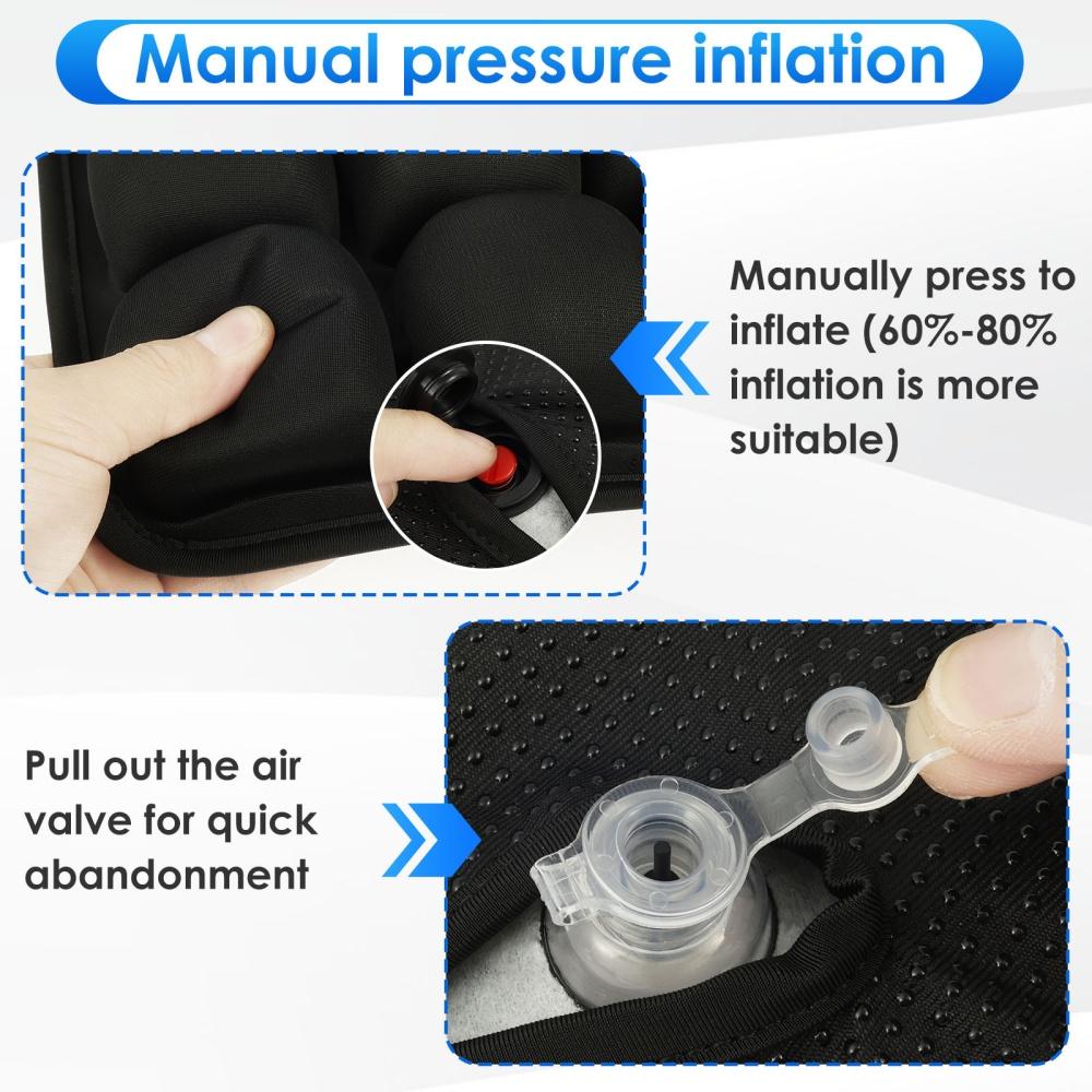 3D Inflatable Travel Cushion Portable Lightweight Air Seat Cushion Anti Pressure Ulcer TPU Cushion for Home Office Car Traveling