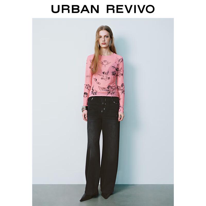 UR 2025 Spring Women's Retro Street Washed Denim Long Pants