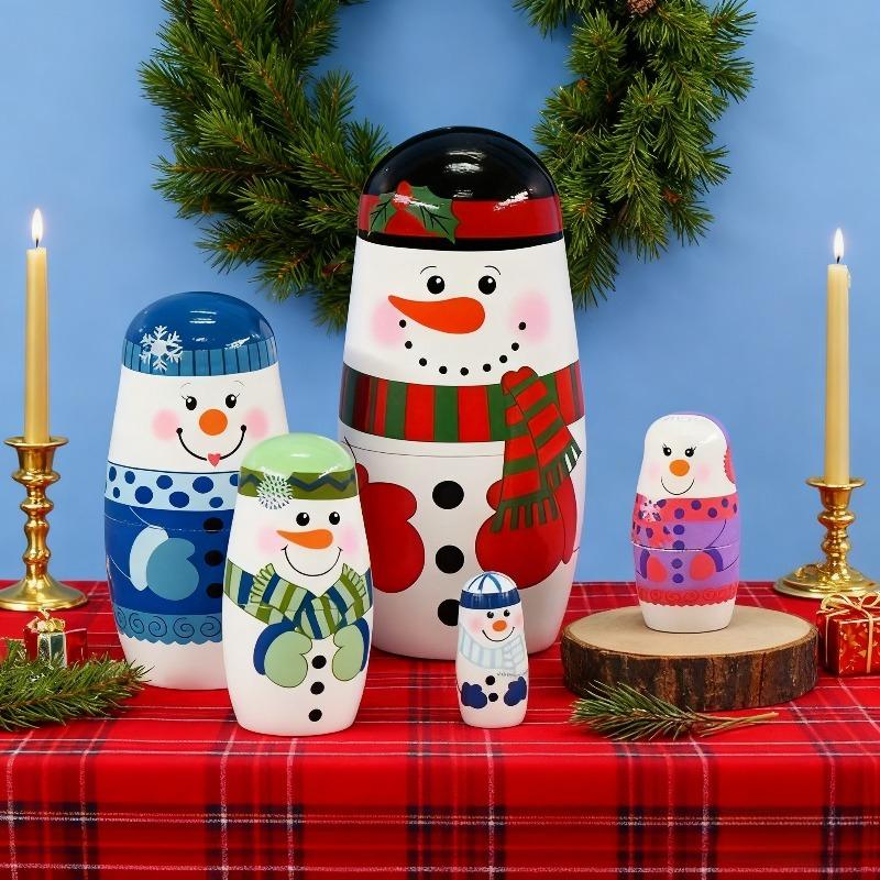 Set da 5 Pezzi Ornamenti Natalizi da Tavolo Stile Bambola, Decorazioni per la Casa, Regali di Natale, Decorazioni per Mobili d'Ufficio