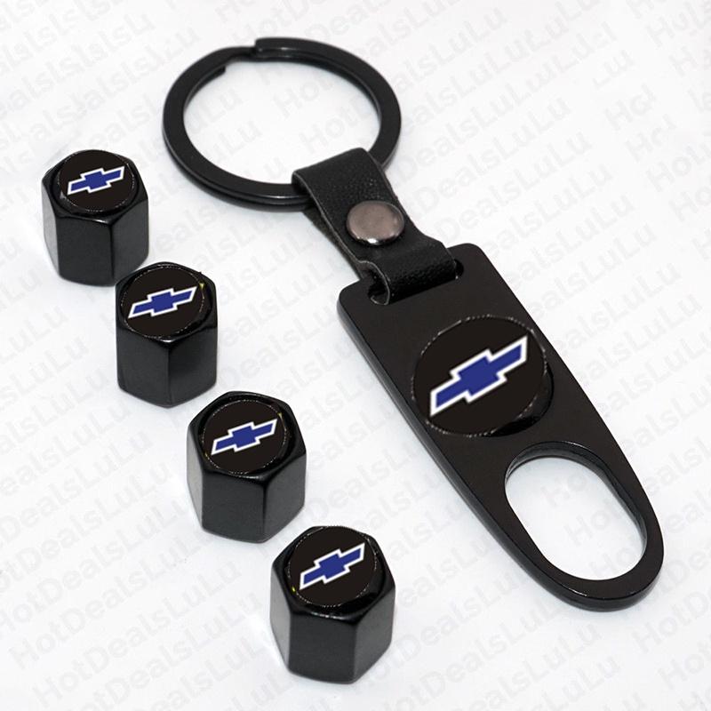 Elegant Zinc Alloy Car Wheel Tire Valve Dust Caps With Chevrolet Emblem Keychain