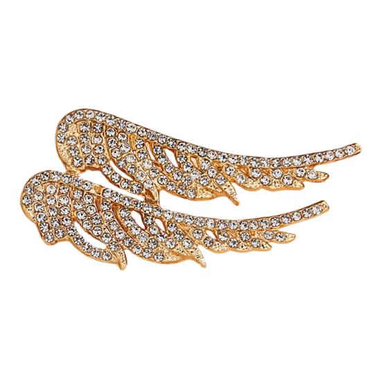 Women Alloy Brooch Pin Badge with Sparkling Wings Shape Lapel Rhinestones Brooch Versatile A