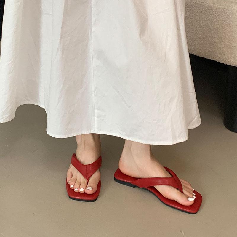 Fashion Summer Beach Flip flops Women Flats Slides Slippers Shoes Female Footwear Fashion Square Toe Ladies Flats Slippers Sandals Shoes