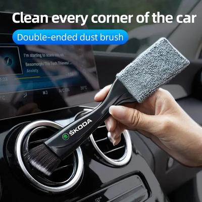 2 In 1 Car Cleaning Brush Remove Dust Tools Interior For Skoda Octavia Rapid Kodiaq Superb Karoq Scala Fabia Kamiq Enyaq iV