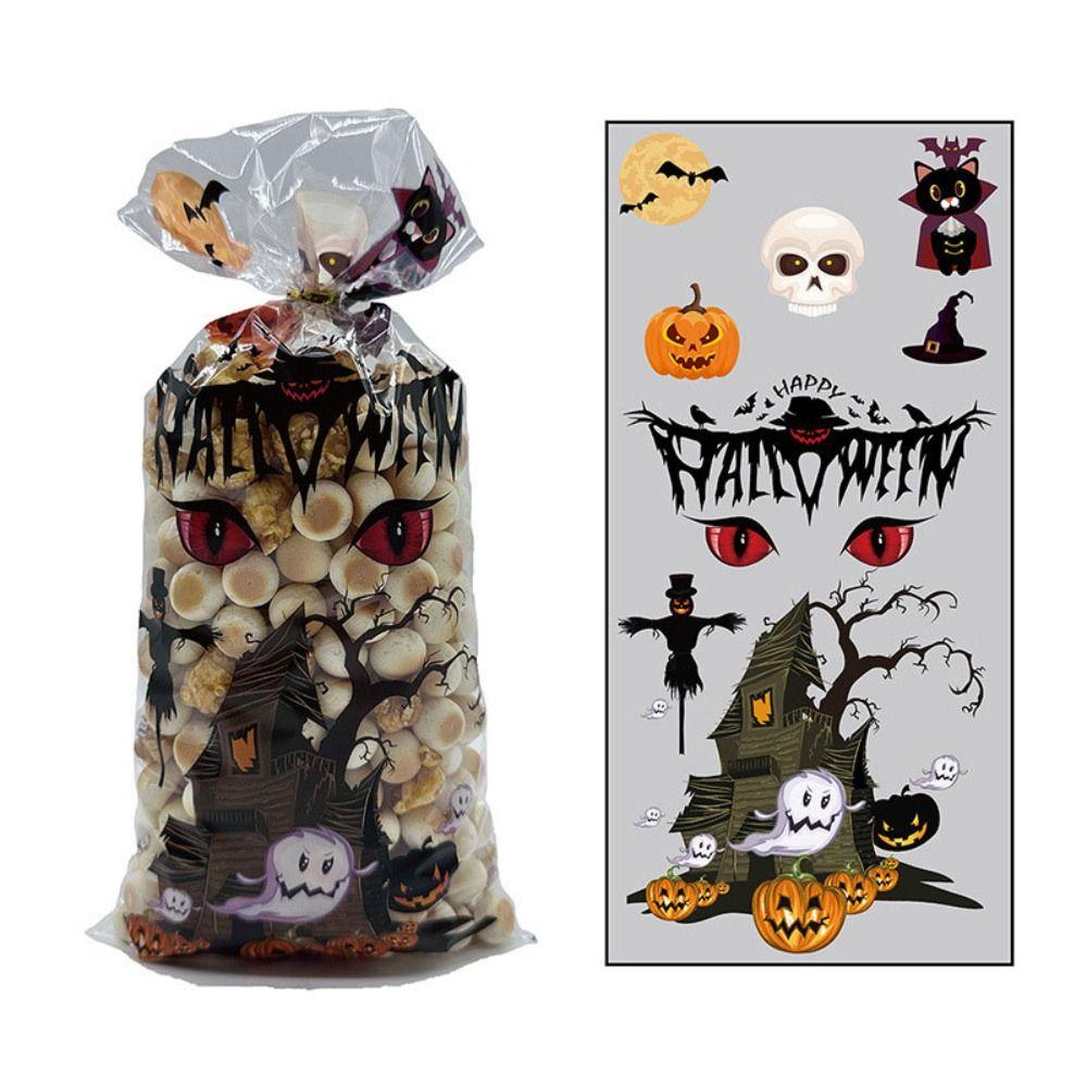 100pcs Waterproof Halloween Candy Bag Color Printing Children's Gift Packaging Bag Baking Decor