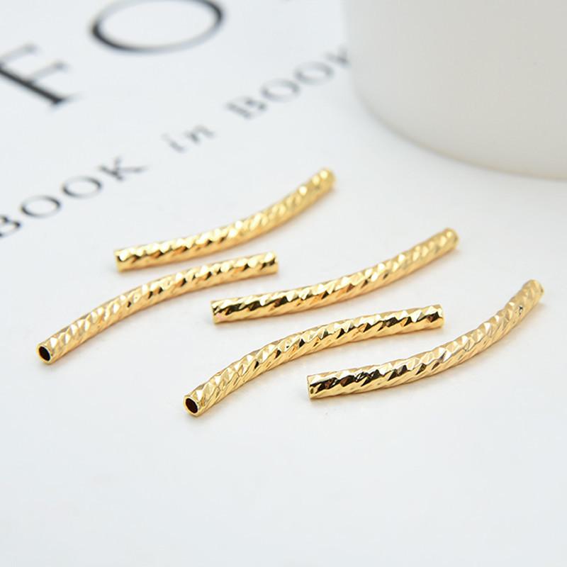 

DIY Jewelry Accessories: 14K Gold-Filled Faceted Curved Tube Beads, Color-Preserving Handmade Materials. 25mm x 2mm