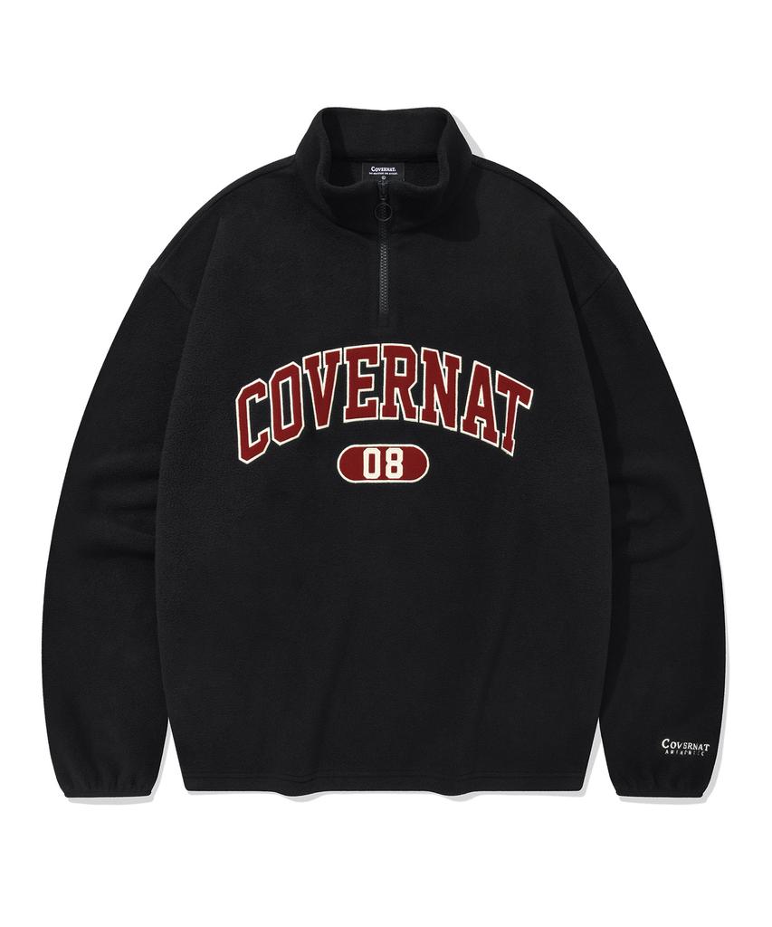 COVERNAT Arch Logo Fleece Half Zip Sweatshirt Black