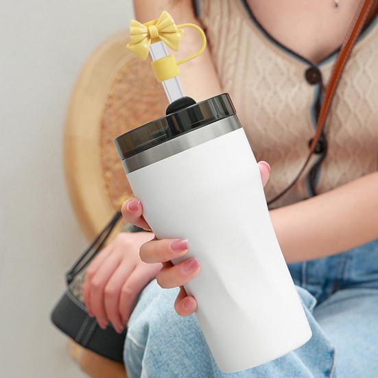 Silicone Bow-Tie Straw Cap for Stanley Tumblers Reusable Straw Tips Lid Protectors Dust-Free Cup Accessories for 10mm Diameter Straws