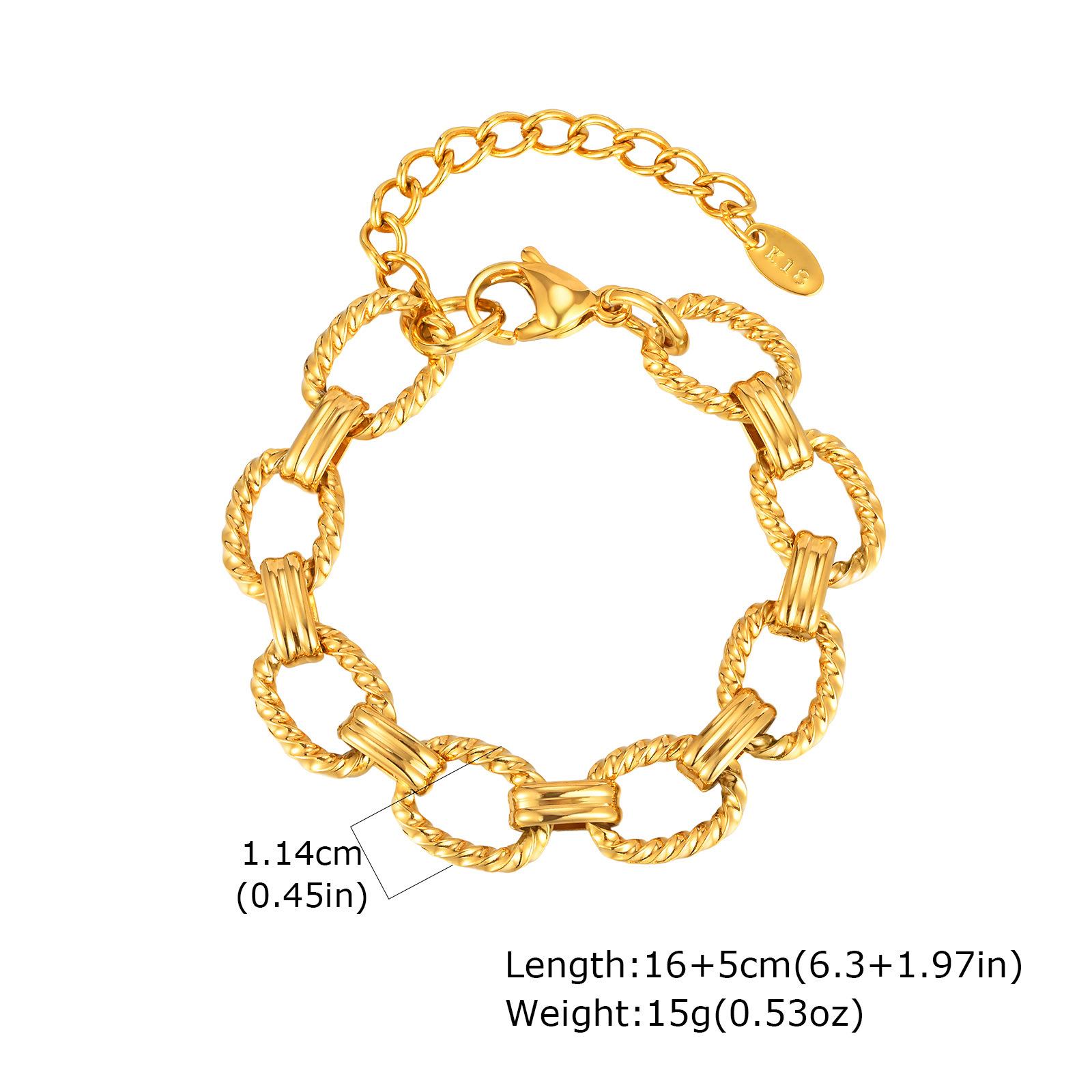 Fashion Jewelry, Stainless Steel 18K Gold Niche Design Handmade Chain Bracelet Br-2598