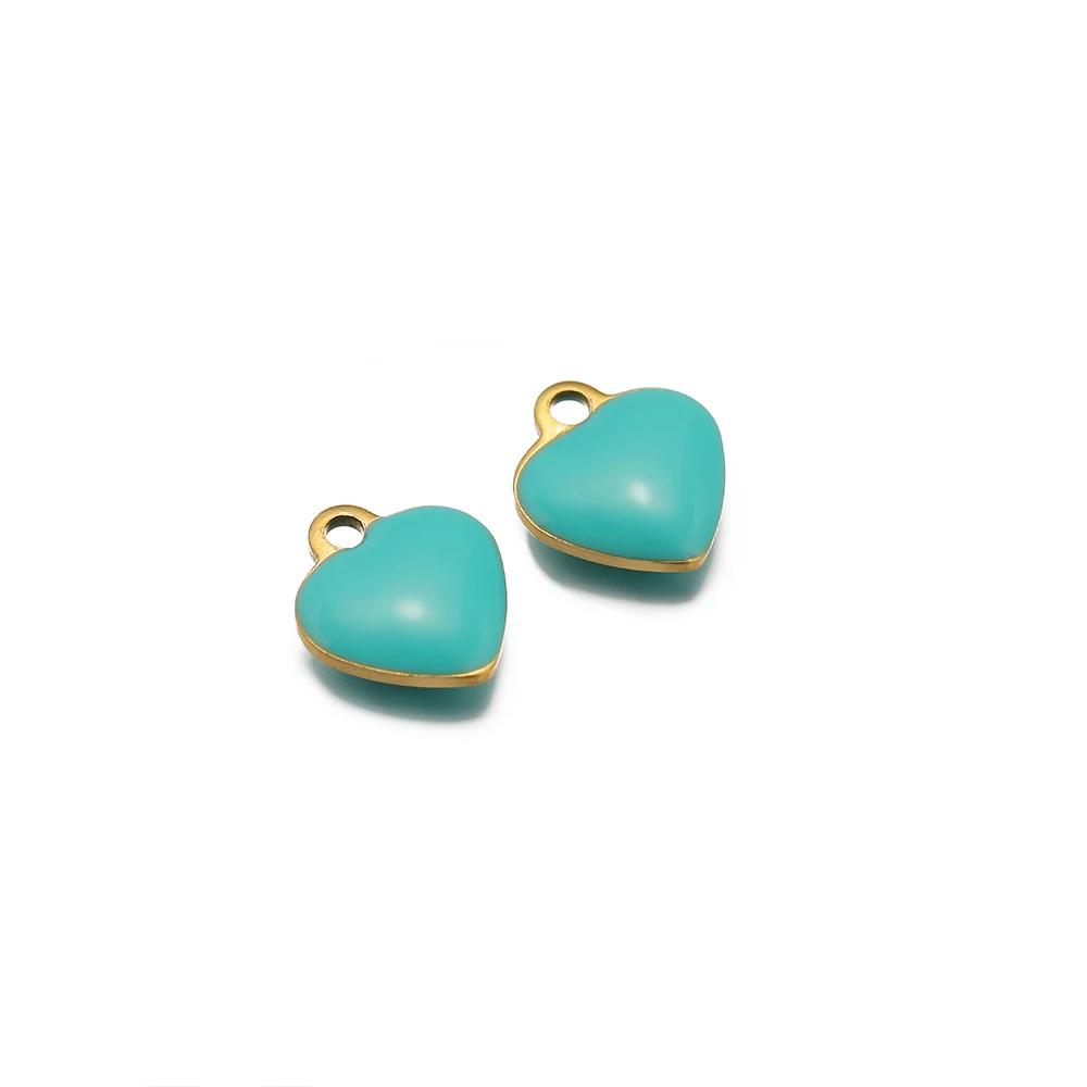 20pcs Stainless Steel Enamel Small 8mm Heart Charms Pendants for DIY Jewelry Necklace Findings Bracelet Supplies Earrings Making