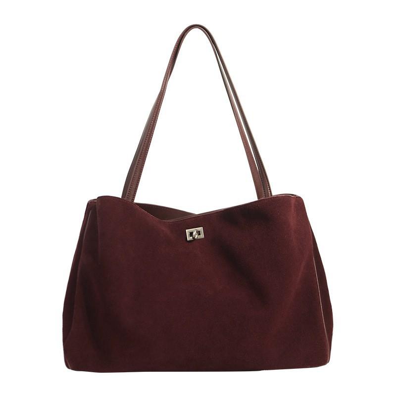Matte Leather Large-capacity Commuting Shoulder Bag Real Cowhide Retro Light Luxury Tote Premium