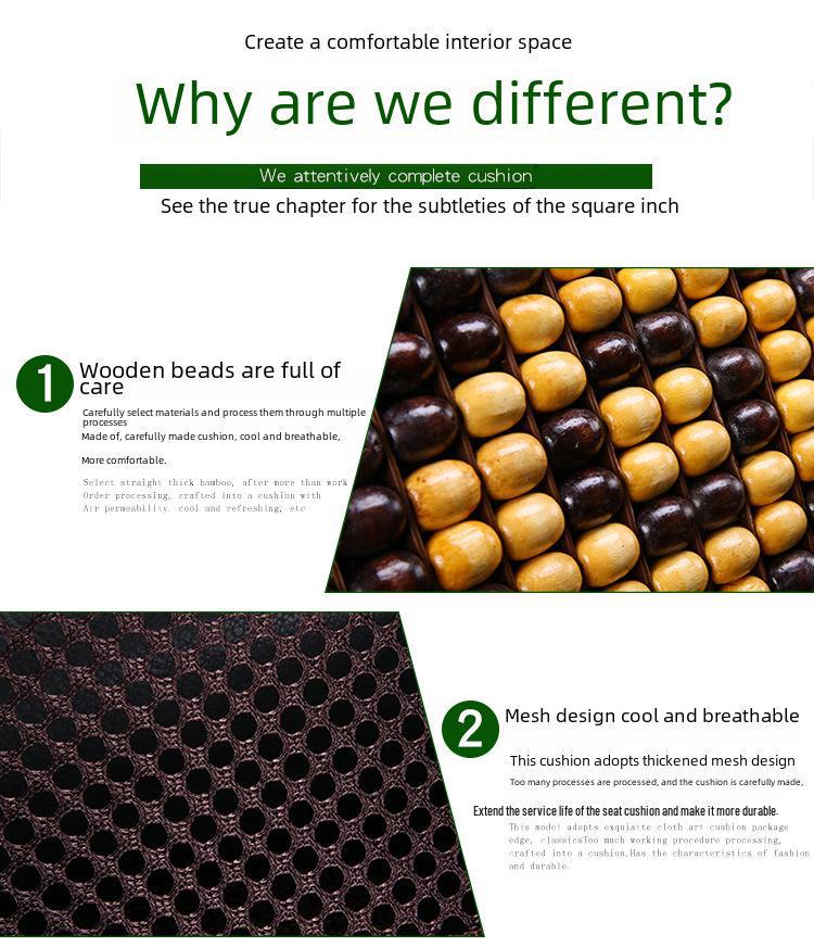 Bamboo Wood Bead Summer Car Seat Cushion & Cooling Mat