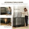 Heavy Duty Dog Crate, Dog Cage with Wheels for Small Medium Breeds, Metal Pet Kennel with Removable Tray