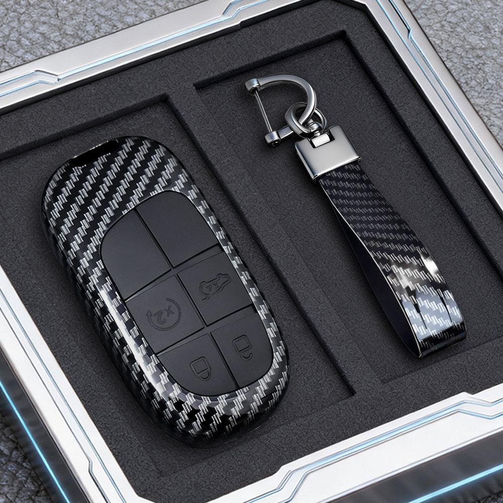Abs Carbon Fiber Car Key Cover Case Fob For Jeep Renegade Compass Grand Cherokee For Chrysler 300C Wrangler Accessories