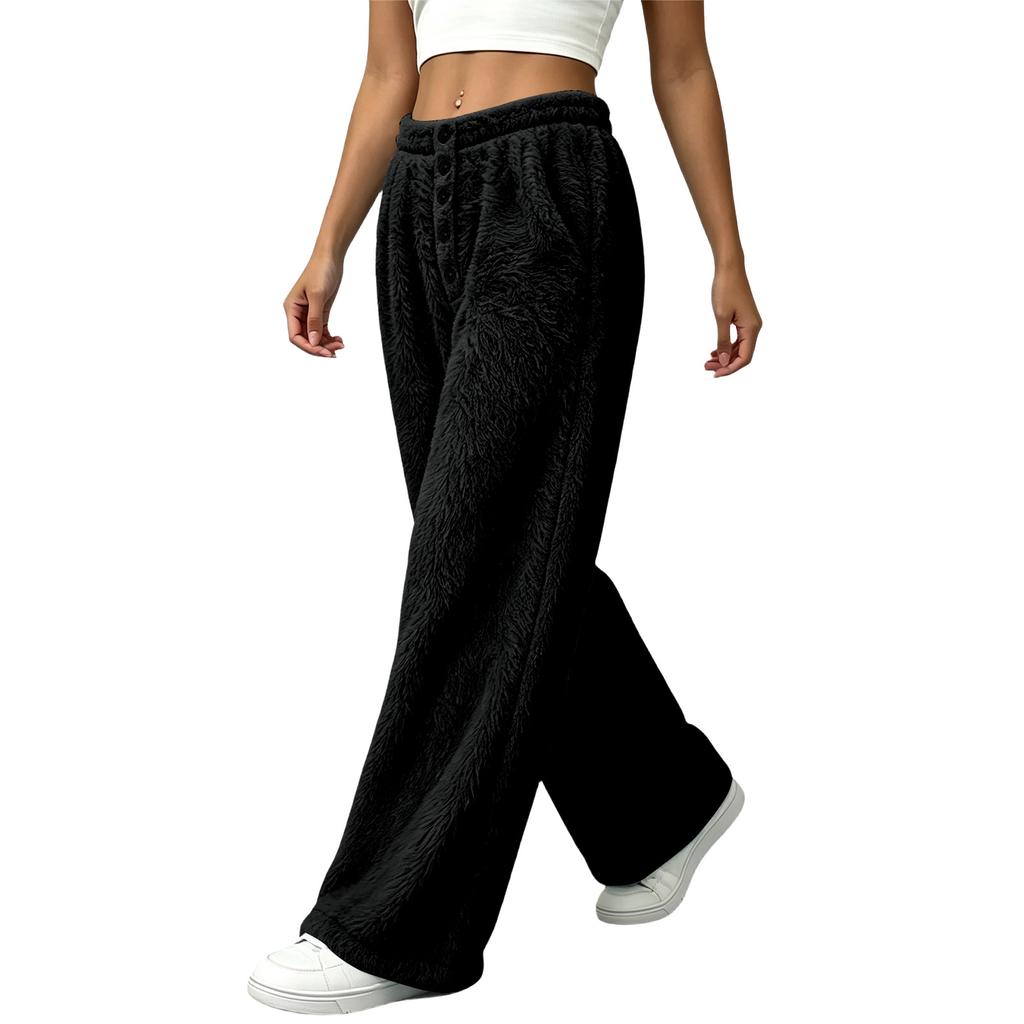 Women's Flannel Pants Loose Wide Leg Casual Comfortable for Home and Everyday