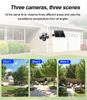 4G Solar-Powered HD Wireless Outdoor Camera with Triple-Lens WiFi Network Monitoring