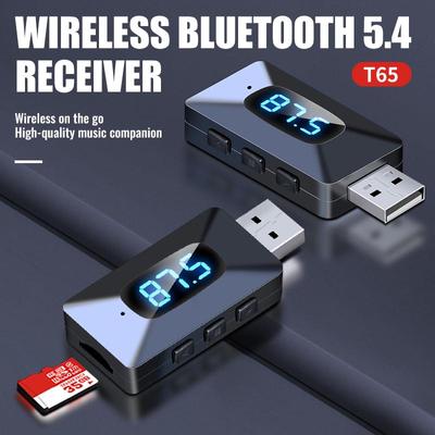 Transmetteur récepteur Bluetooth 5.4 pour voiture, appel mains libres, alimentation USB, kit voiture sans fil, audio automatique, radio FM, affichage LED, prise en charge de la carte TF