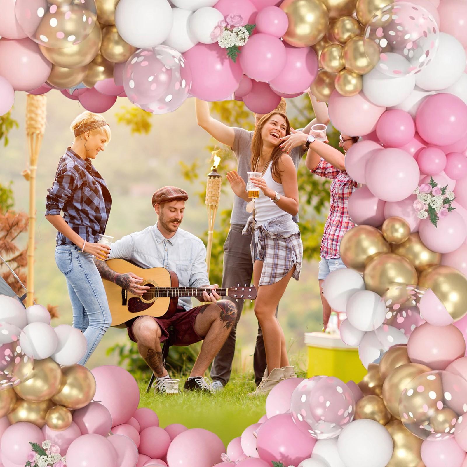 

157 штук и набор арок, золотое украшение на день рождения, подходит для женщин и девушек, латекс цвета светлого хромированного золота, свадебный One Size белый