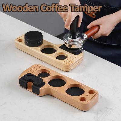 Universal Wooden Coffee Tamper Coffeeware Portafilter Tamper Stand for Espresso Puck Screen Tamping Station Coffee Accessories
