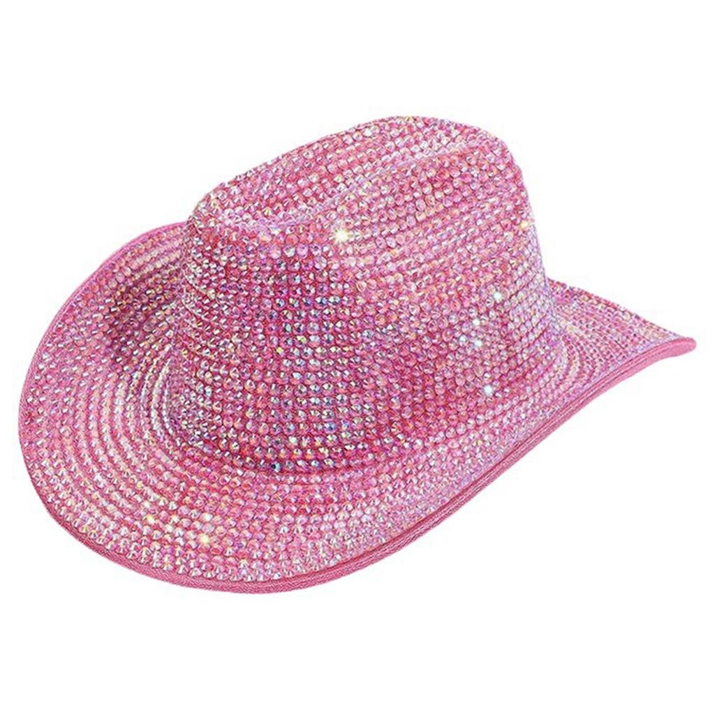 Eye-catching Crystal Cowboy Hats Bride Hat Panama Hat for Bachelorette Party Cowboy Hats for Club Stage Shows