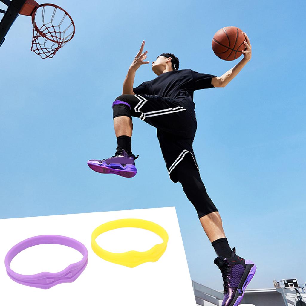2pcs Patella Knee Strap Silicone Tendon Support Breathable Soft Knee Brace Support Belt for Basketball Yellow Purple