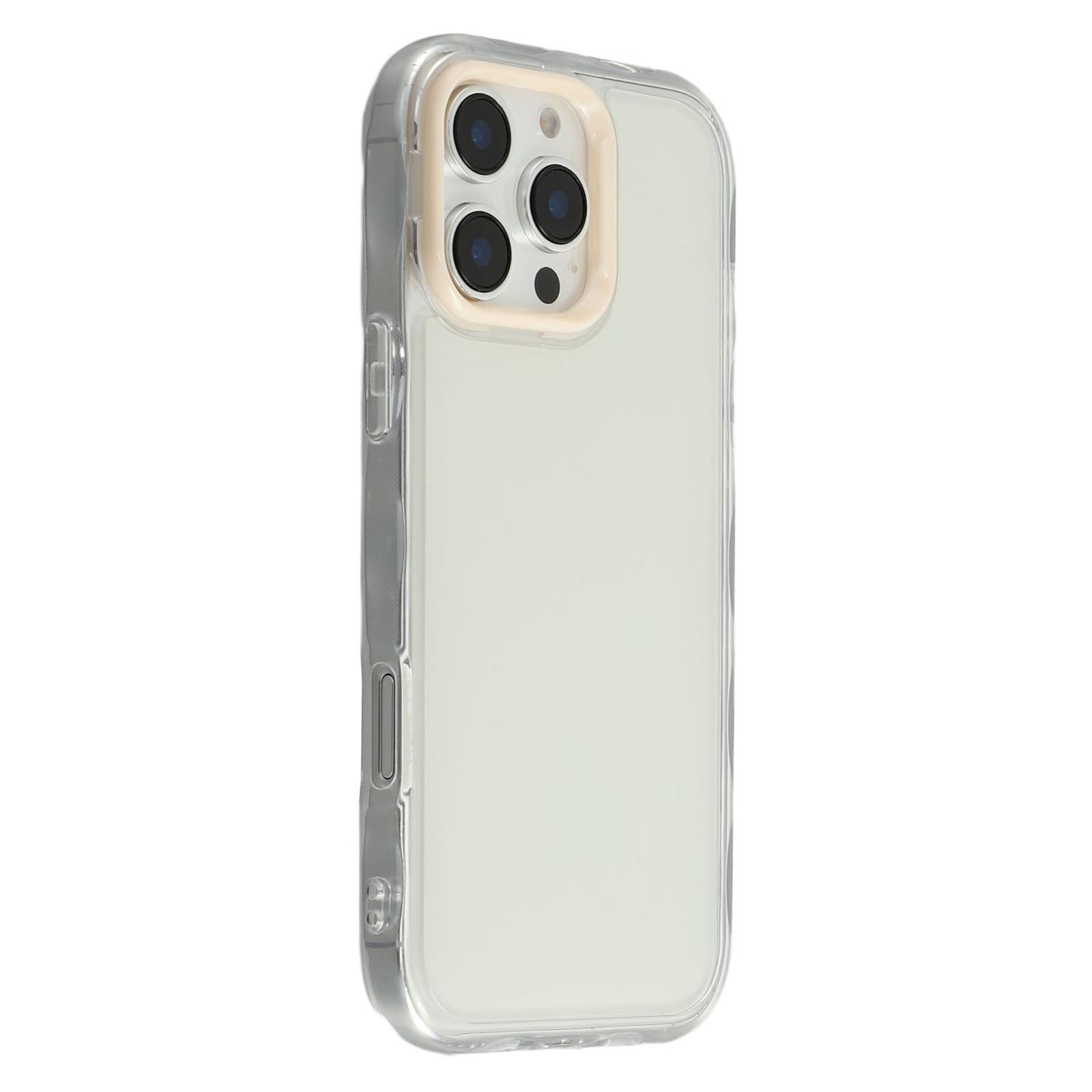 

For iPhone 16 Pro Max Case Inner Wave Pattern TPU+Acrylic Phone Cover Beige