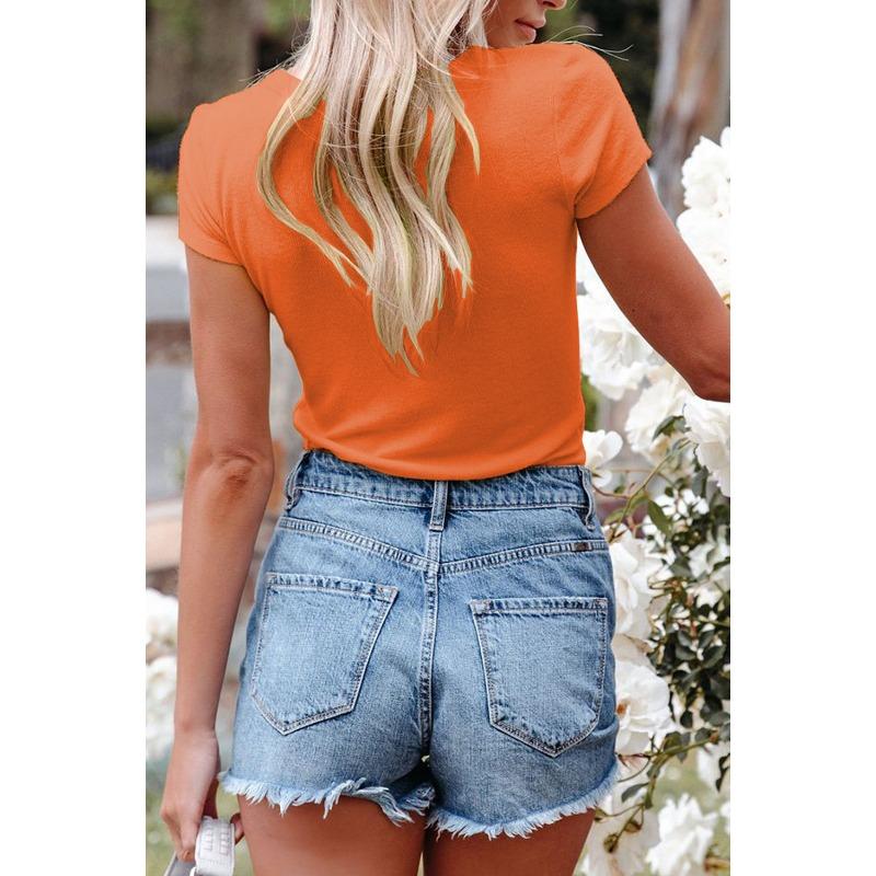 Spring Summer Women's T-shirt, Sexy V-neck Tops, Women's Short Sleeve T-shirt