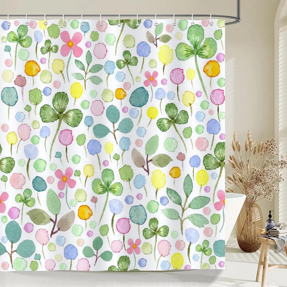 Flower Butterfly Tulip Bath Curtain Waterproof Fabric Shower Curtains Floral Leaf Bathtub Screen for Bathroom Home Decor