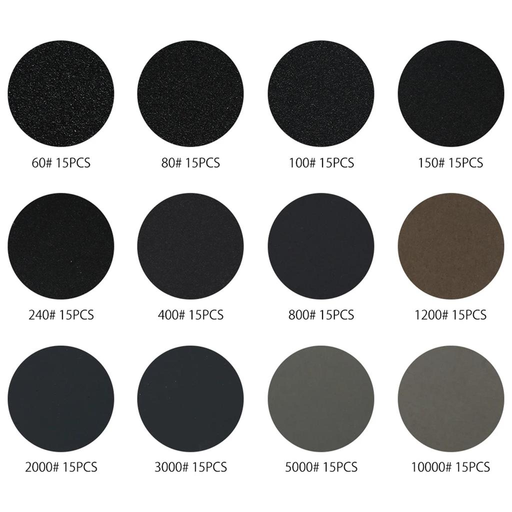 195Pcs 2 Inch Wet And Dry Sandpaper Polishing Pads Sanding Disc For Car Headlight Repair Wood Glass Stone Sanding Accessories