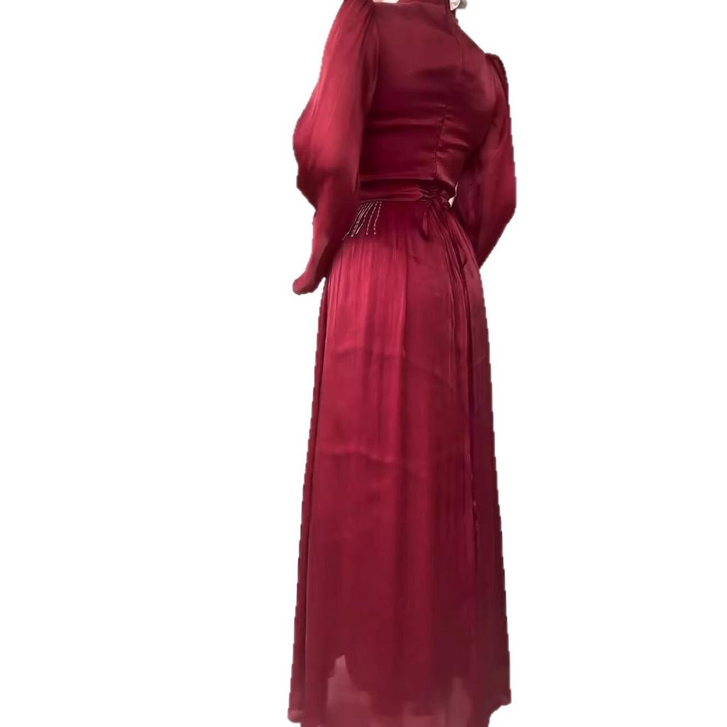 Middle East Arabian Women's Spring New Fashion Temperament Mercerized Skinny Tassel Pendulum Dress