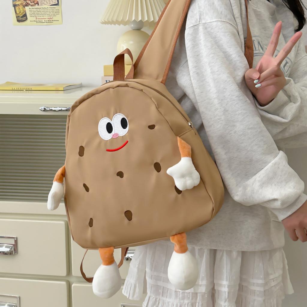 Schoolbag biscuits small schoolbag female Japanese cartoon cute canvas backpack girl student backpack cute animation casual versatile