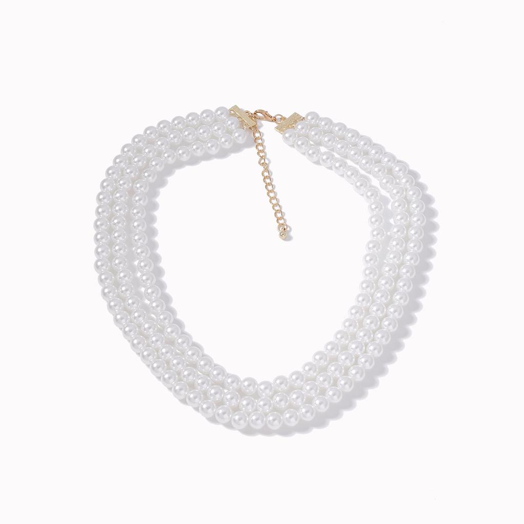 Bohemian fashion simple multi-layer imitation pearl necklace, small fragrance shows temperament versatile popular jewelry